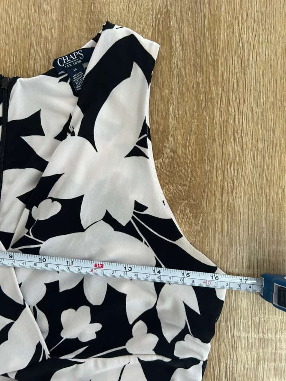CHAPS Black White Floral Maxi Dress Size 10 Stretch Formal Wedding Guest - Picture 7 of 15